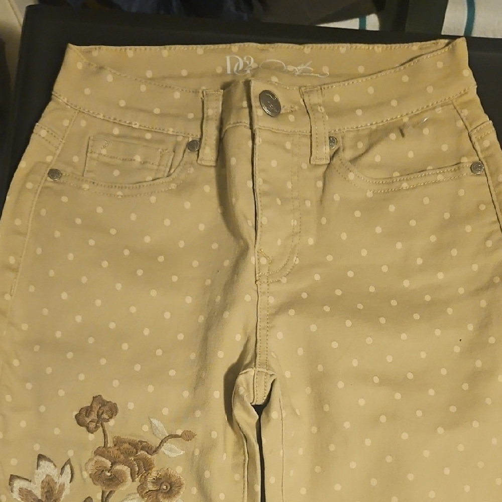 DG2 by Diane Gilman Tan Polka Dot Kids Jeans